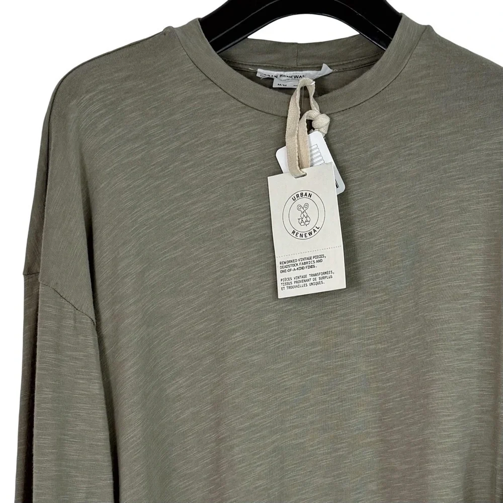 NWT URBAN RENEWAL x UO Olive Green Long Sleeve T-shirt Faded Bleached Arm M